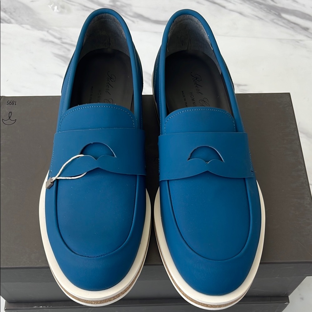 Robert Clergerie Blue Slip-On Loafers - Picture 7 of 9
